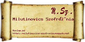 Milutinovics Szofrónia névjegykártya